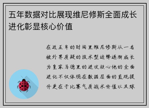 五年数据对比展现维尼修斯全面成长进化彰显核心价值